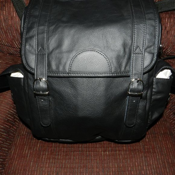 🆕Ameri Leather 3- Way Leather Backpack/Shoulder/Hand Bag Black NWT! - Picture 3 of 15